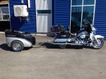 Harley's black and grey motorcycle trailer